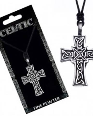 Náhrdelník so šnúrkou – čierny, keltský kríž