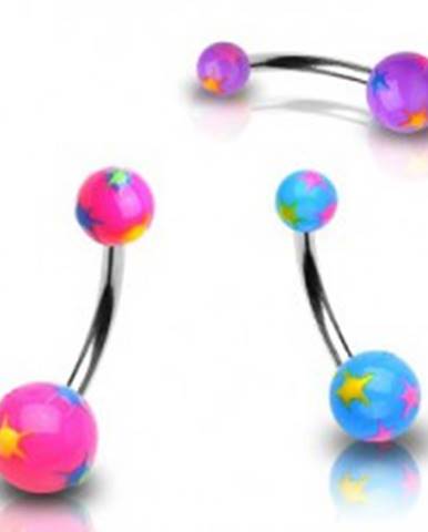 Piercing do pupku rôznofarebné hviezdičky - Farba piercing: Fialová