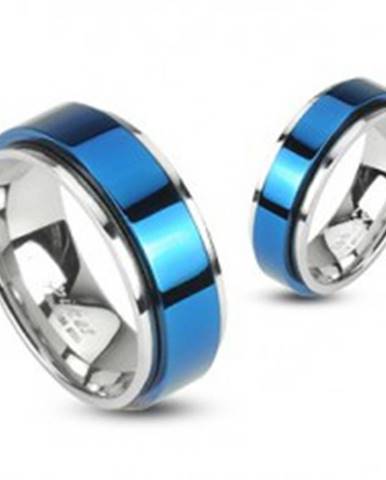 Prsteň z ocele otáčavý - modrý - Veľkosť: 48 mm