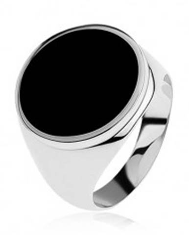 Prsteň zo striebra 925 s čiernym glazúrovaným kruhom - Veľkosť: 54 mm