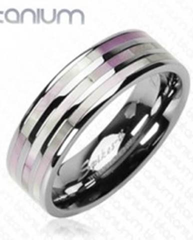 Titánový prsteň - tri perlové pruhy - Veľkosť: 59 mm