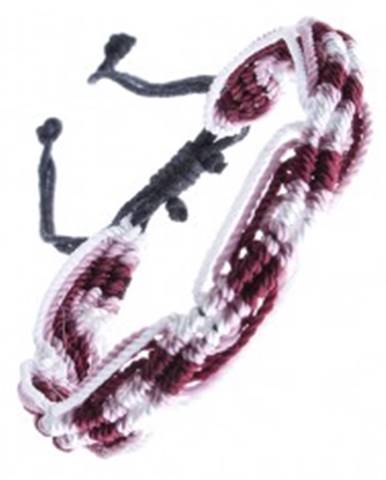 Trojfarebný pletený náramok - ružovo-bordovo-biele šnúrky