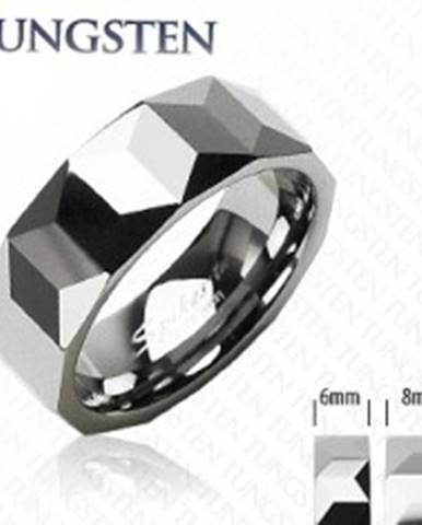 Tungstenový prsteň - vzor hranolov - Veľkosť: 49 mm