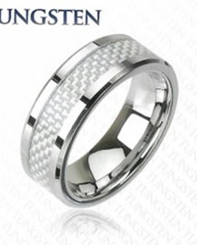 Wolfrámový prsteň - vzor vlákno - Veľkosť: 49 mm
