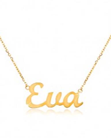 Zlatý náhrdelník 585 s menom Eva, jemná nastaviteľná retiazka