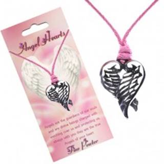 Ružový náhrdelník - prívesok srdca z prekrížených krídiel