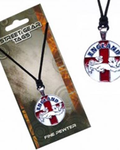 Šnúrkový náhrdelník s príveskom, anglická vlajka s levom