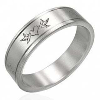 Oceľový prsteň- zamilované holuby - Veľkosť: 51 mm