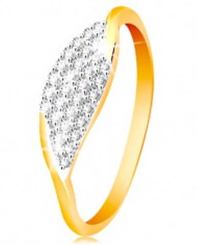 Prsteň v 14K zlate - veľké zrnko so vsadenými zirkónikmi čírej farby - Veľkosť: 50 mm