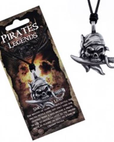 Šnúrkový náhrdelník - čierny s pirátskou lebkou hrdloreza