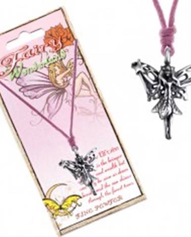 Šnúrkový náhrdelník - prívesok lesnej víly s čarovnou paličkou