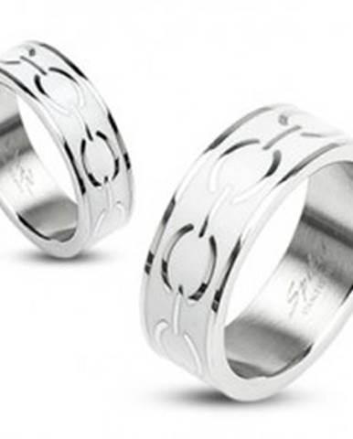 Oceľový prsteň - biely stred s elipsami - Veľkosť: 48 mm
