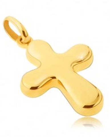 Zlatý prívesok 14 karátový - hrubý, lesklý kríž s oblými cípmi