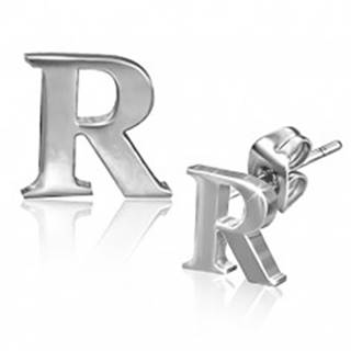 Náušnice z ocele - tlačené lesklé písmeno R