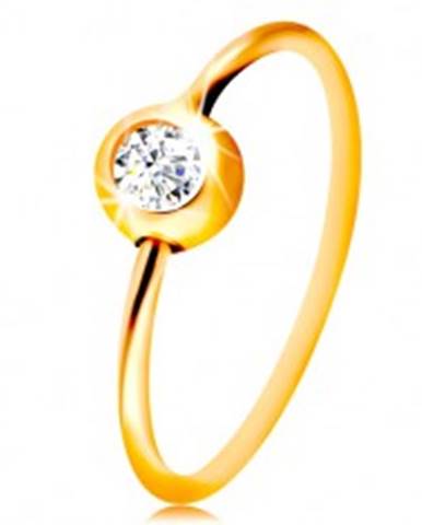 Zlatý 14K piercing do nosa - žlté zlato, lesklý krúžok s čírym zirkónom v objímke