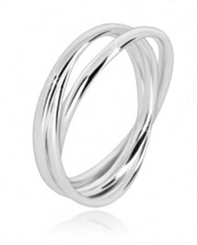 Trojitý prsteň zo striebra 925 - úzke prepojené prstence s lesklým povrchom - Veľkosť: 49 mm