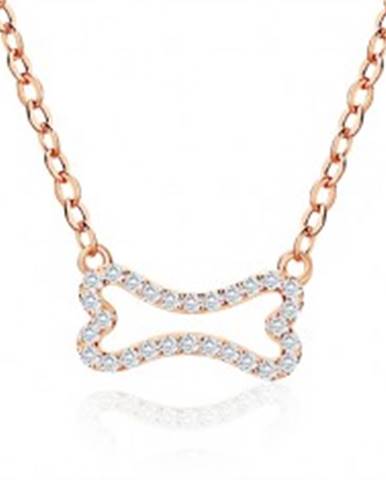Strieborný náhrdelník 925 ružovozlatej farby - zirkónová kostička, jemná retiazka, karabínka