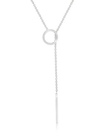 Strieborný 925 náhrdelník - lesklý krúžok a palička visiaca na jemnej retiazke