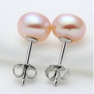 Napichovacie perlové náušnice - Ružová