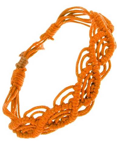Oranžový náramok zo šnúrok, vlnkový vzor